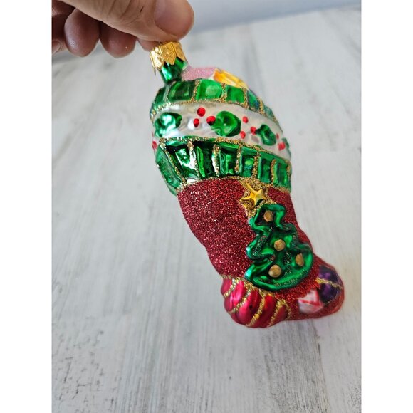 Owc old world Cat stocking glitter ornament vintage Xmas toys tree - Picture 4 of 9